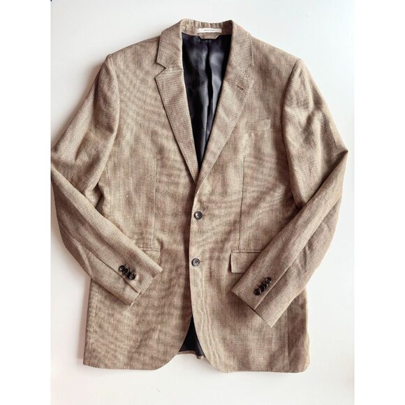 Men's CLUB MONACO Grant Fit Brown Wool Linen Blend Sport Coat Blazer, Size 42L - Picture 3 of 16